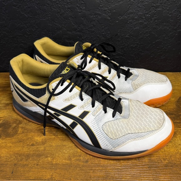 Asics Gel-Rocket 9 1071a030 White Gold Synthetic Volleyball Shoes Mens Size 13